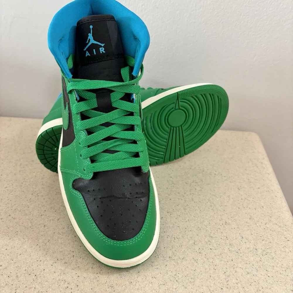 Nike Air Jordan 1 Mid Green Black Blue BQ6472-033 Size 8.5 Women's Excellent - Picture 12 of 15